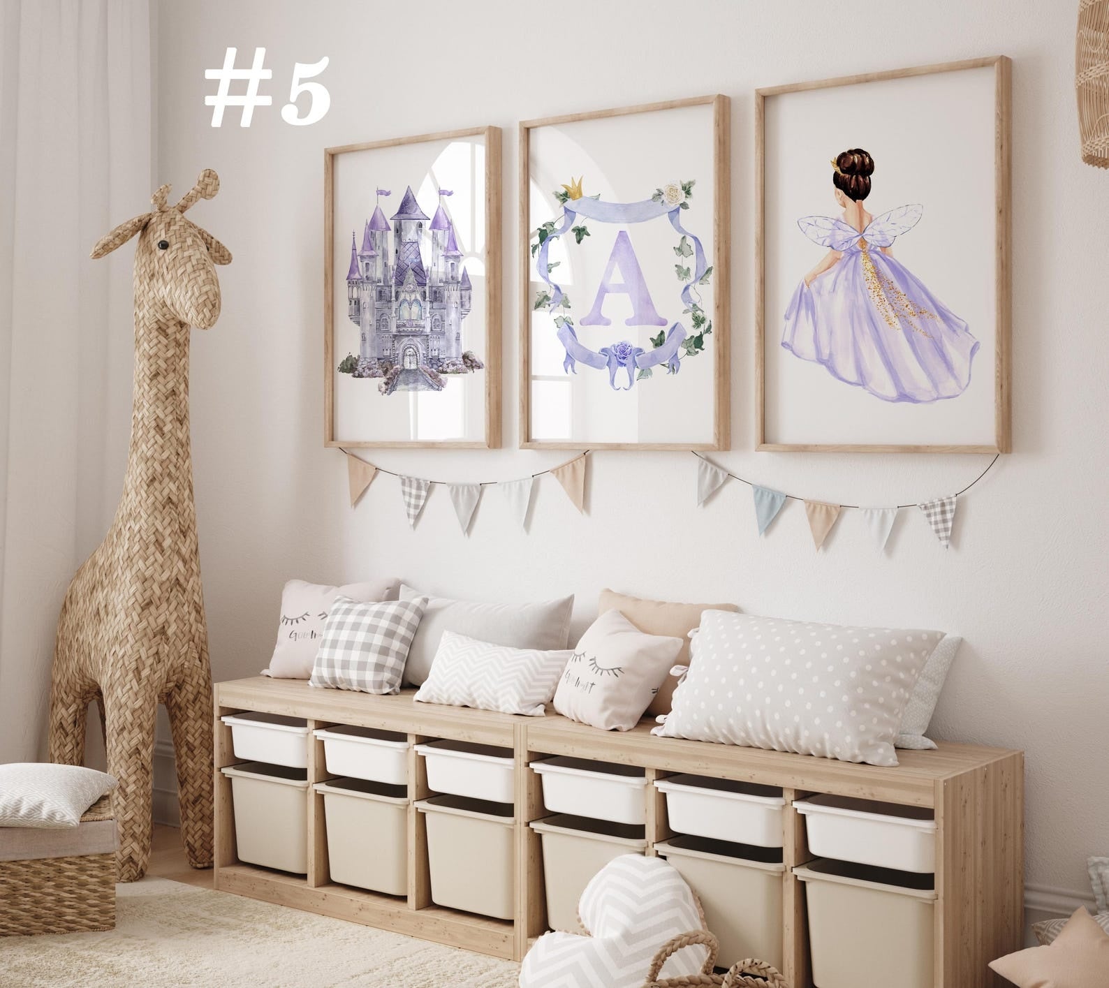 Cuadros Decorativos infantiles Modernos de princesas castillo e inicial