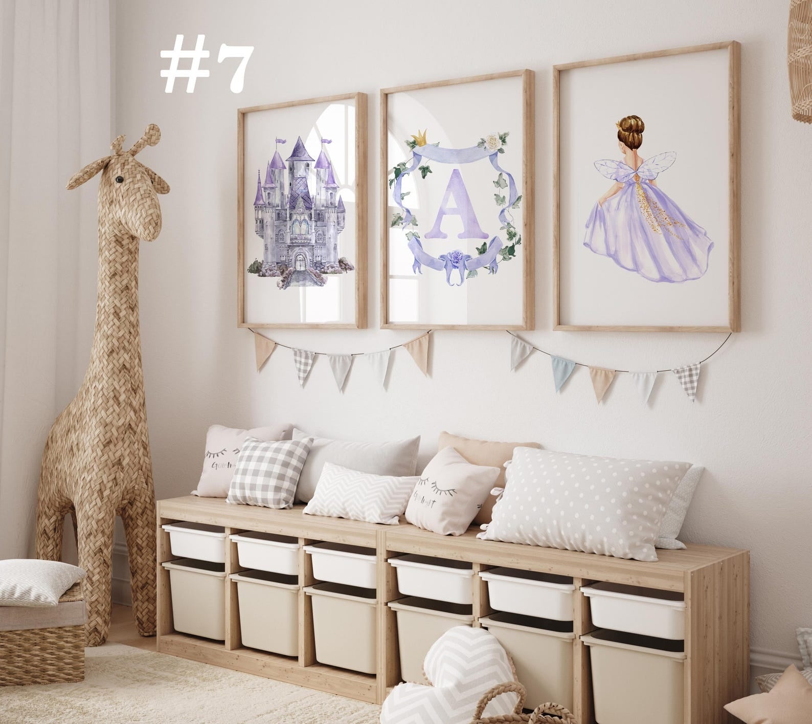 Cuadros Decorativos infantiles Modernos de princesas castillo e inicial