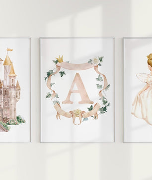 Cuadros Decorativos infantiles Modernos de princesas castillo e inicial