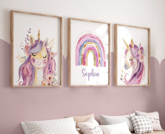Cuadros Decorativos infantiles Modernos de princesas unicornio