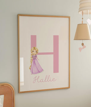Cuadros Decorativos infantiles Modernos de princesas ilustracion castillo, carrueaje y nombre
