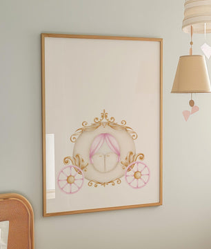 Cuadros Decorativos infantiles Modernos de princesas ilustracion castillo, carrueaje y nombre