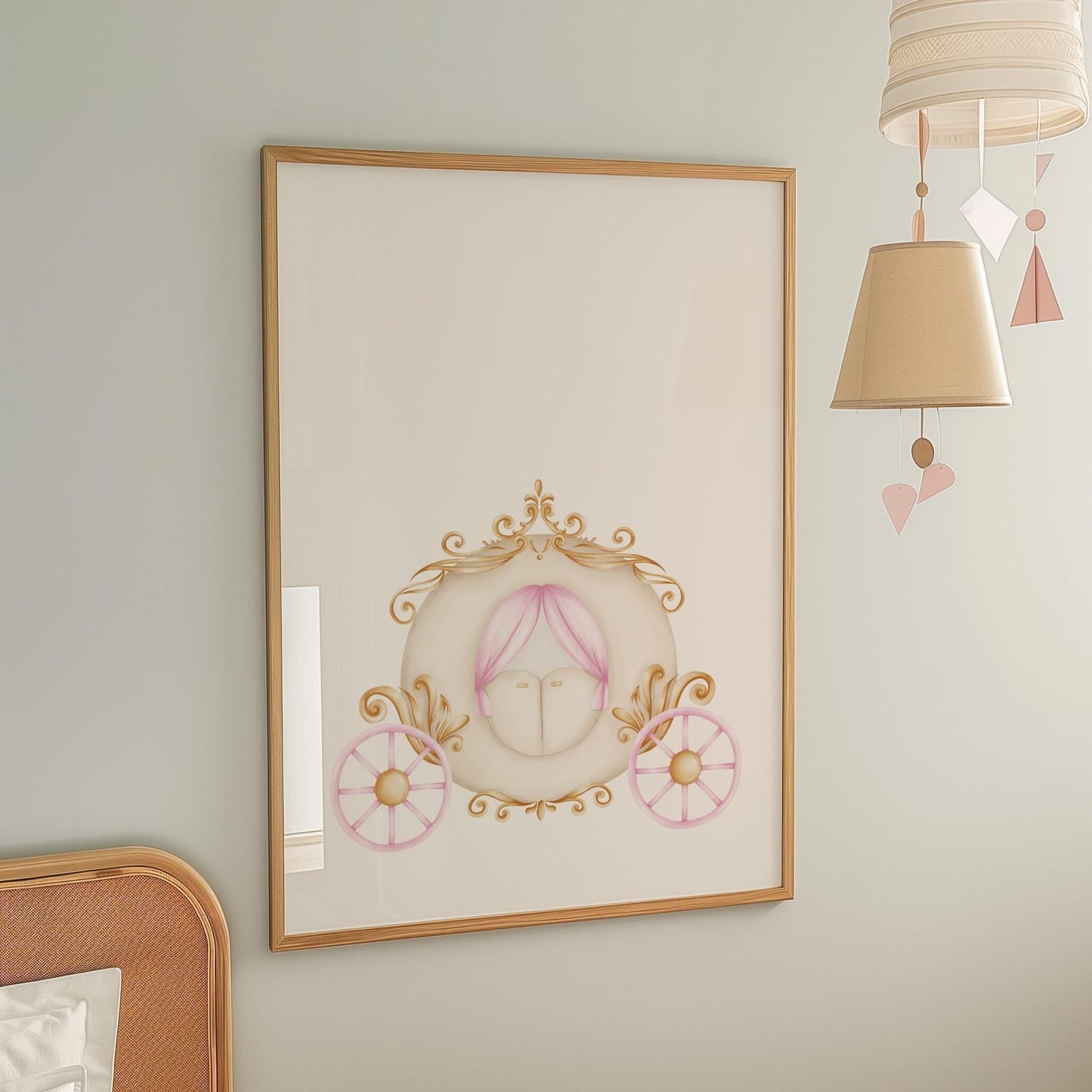 Cuadros Decorativos infantiles Modernos de princesas ilustracion castillo, carrueaje y nombre