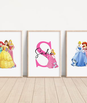 Cuadros Decorativos infantiles Modernos de princesas diseños variados con nombre