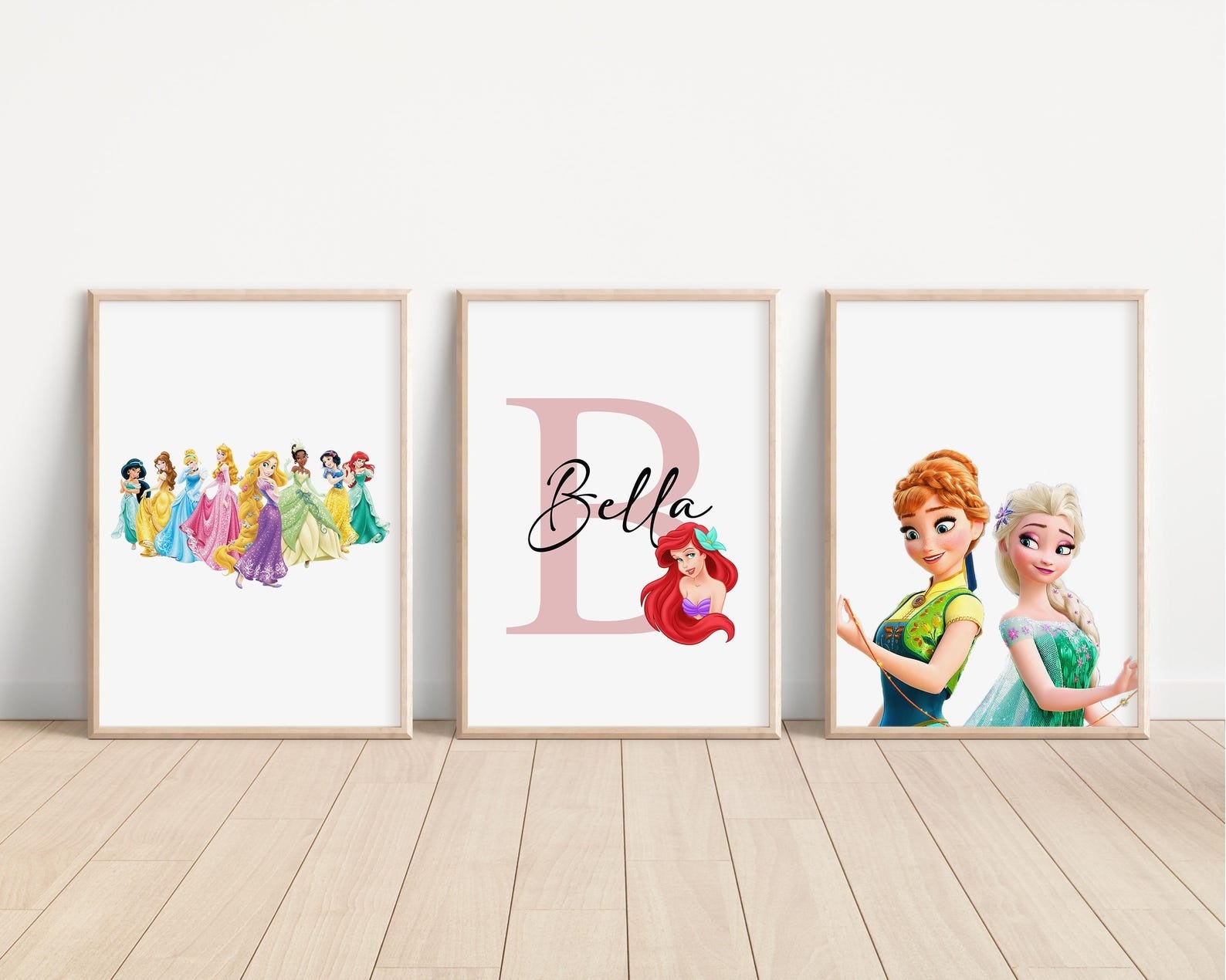 Cuadros Decorativos infantiles Modernos de princesas diseños variados con nombre