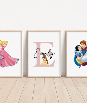 Cuadros Decorativos infantiles Modernos de princesas diseños variados con nombre