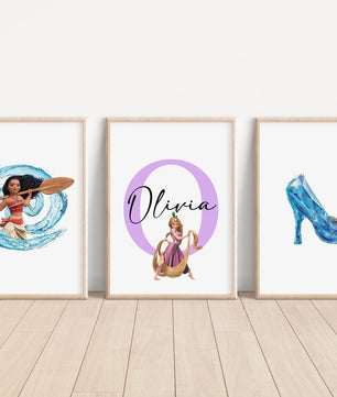 Cuadros Decorativos infantiles Modernos de princesas diseños variados con nombre
