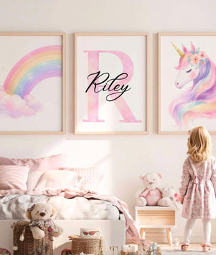 Cuadros Decorativos infantiles Modernos de princesas arcoiris y unicornio