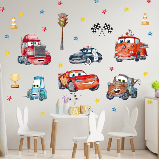 Vinilos decorativos Adhesivos infantiles de Pared Carro cars acuarela