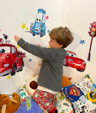 Vinilos decorativos Adhesivos infantiles de Pared Carro cars acuarela
