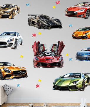 Vinilos decorativos Adhesivos infantiles de Pared Carros de lujo