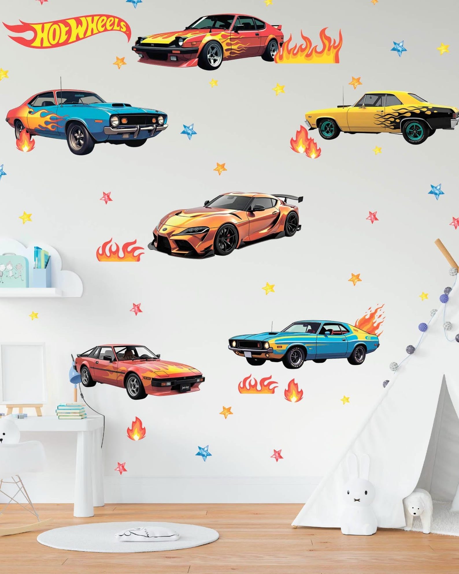 Vinilos decorativos Adhesivos infantiles de Pared Carro hot weels