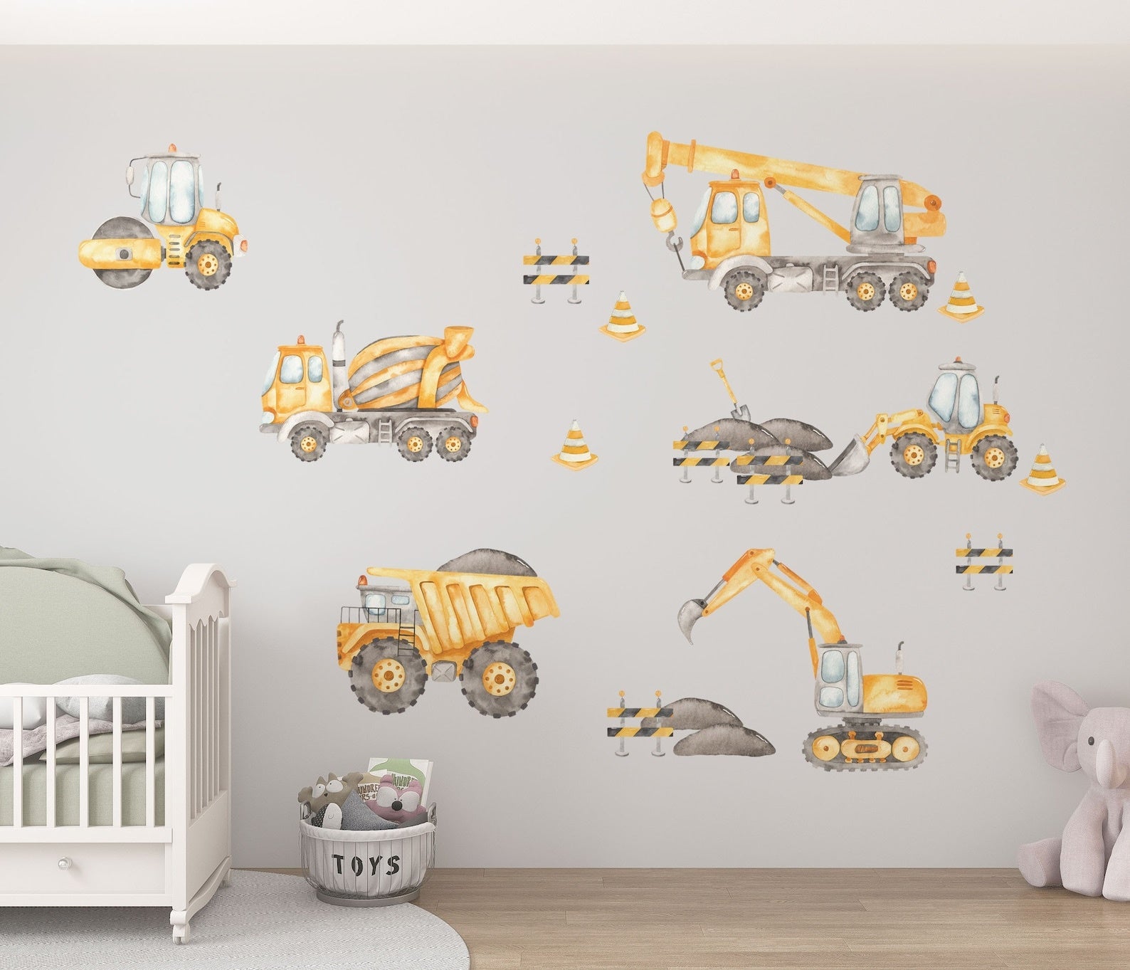 Vinilos decorativos Adhesivos infantiles de Pared Carro camiones de construccion