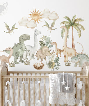 Vinilos decorativos Adhesivos infantiles de pared de dinosaurios Acuarela