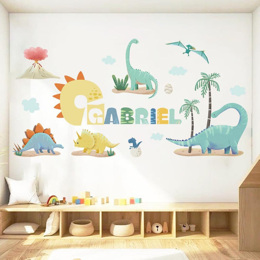 Vinilos decorativos Adhesivos infantiles de pared de dinosaurios Nombre jurásico