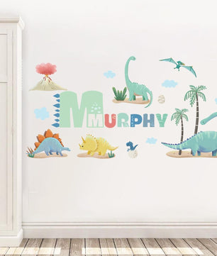 Vinilos decorativos Adhesivos infantiles de pared de dinosaurios Nombre jurásico