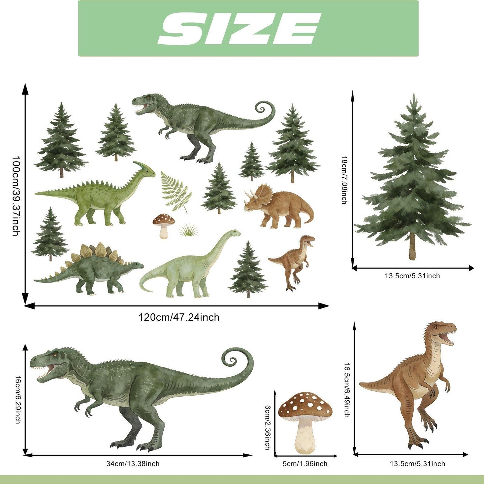 Vinilos decorativos Adhesivos infantiles de pared de dinosaurios de bosque