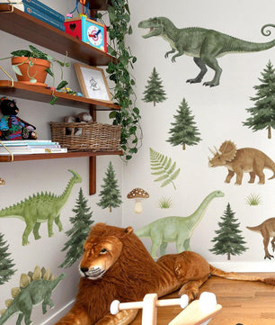 Vinilos decorativos Adhesivos infantiles de pared de dinosaurios de bosque