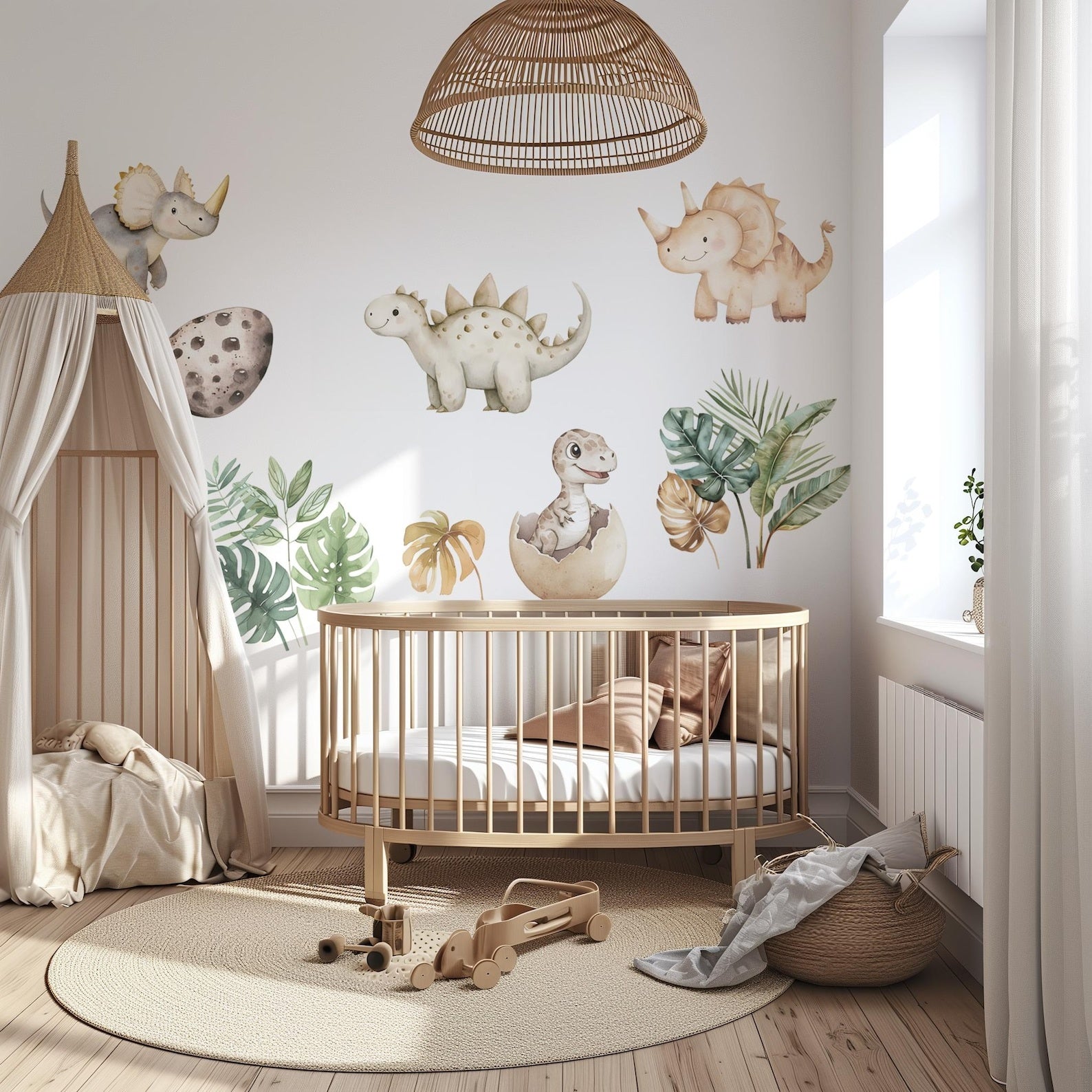 Vinilos decorativos Adhesivos infantiles de pared de dinosaurios huevo acuarela