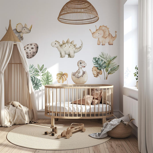 Vinilos decorativos Adhesivos infantiles de pared de dinosaurios huevo acuarela