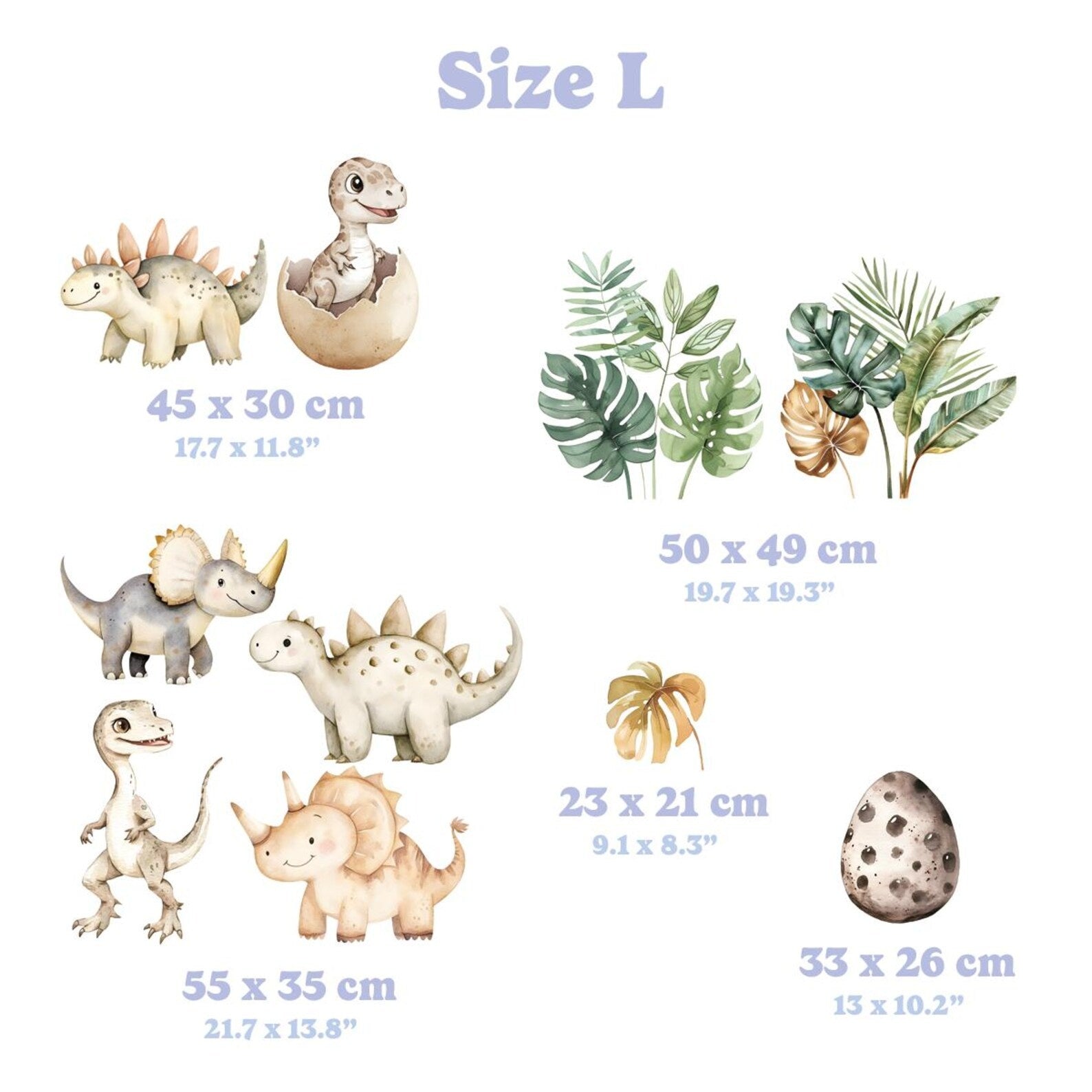 Vinilos decorativos Adhesivos infantiles de pared de dinosaurios huevo acuarela