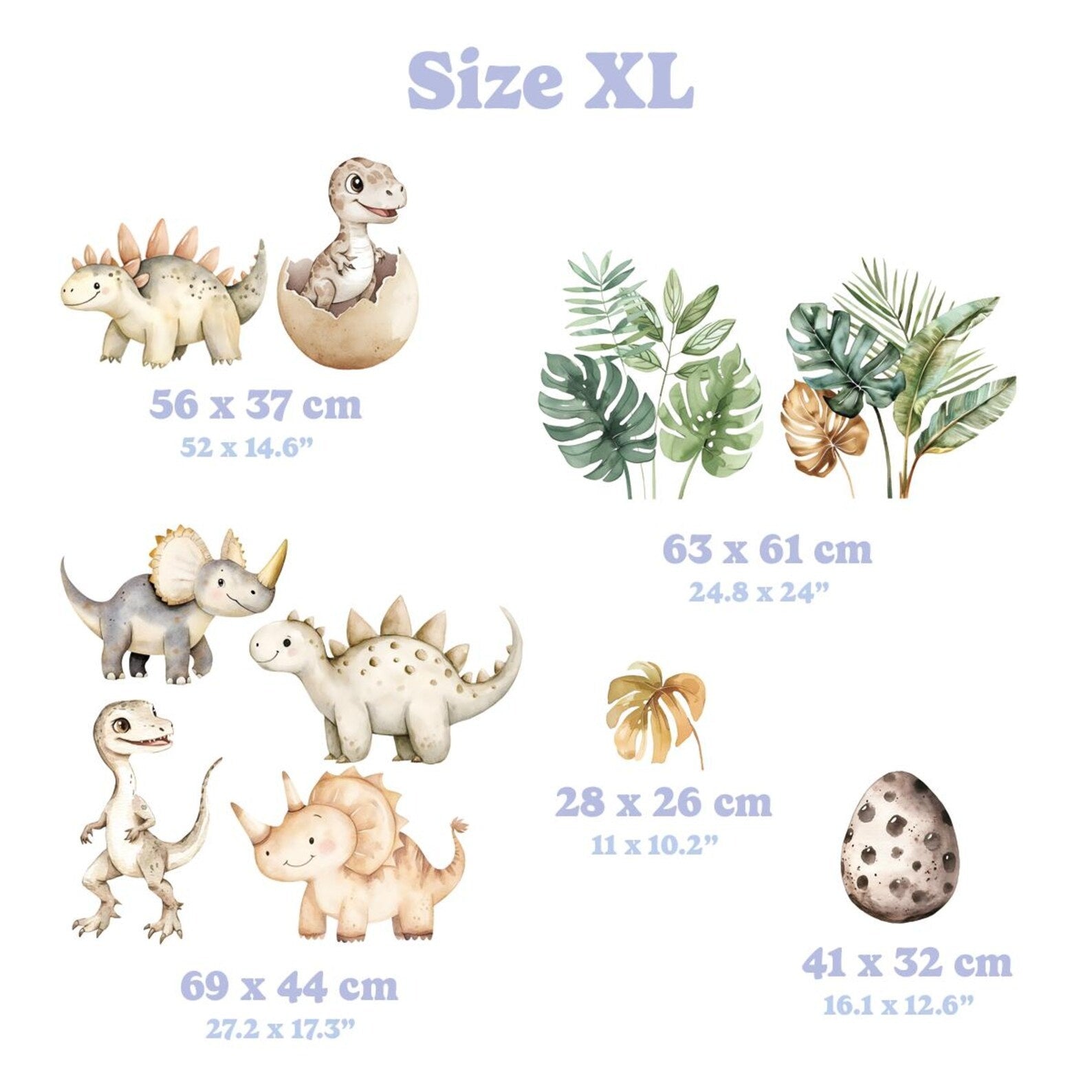 Vinilos decorativos Adhesivos infantiles de pared de dinosaurios huevo acuarela