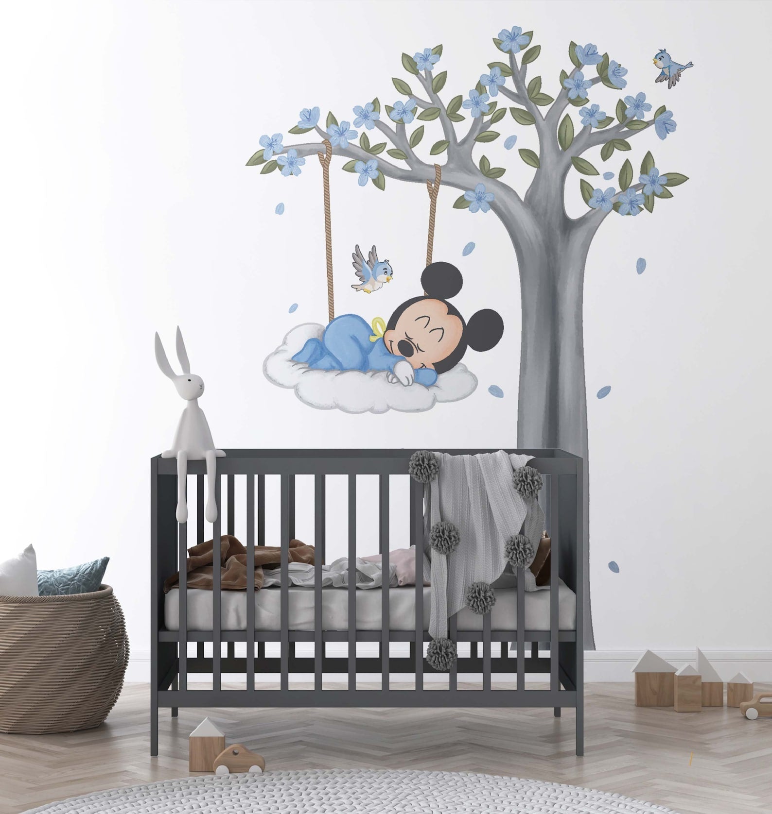 Vinilos decorativos Adhesivos infantiles de Pared mickey dormilon