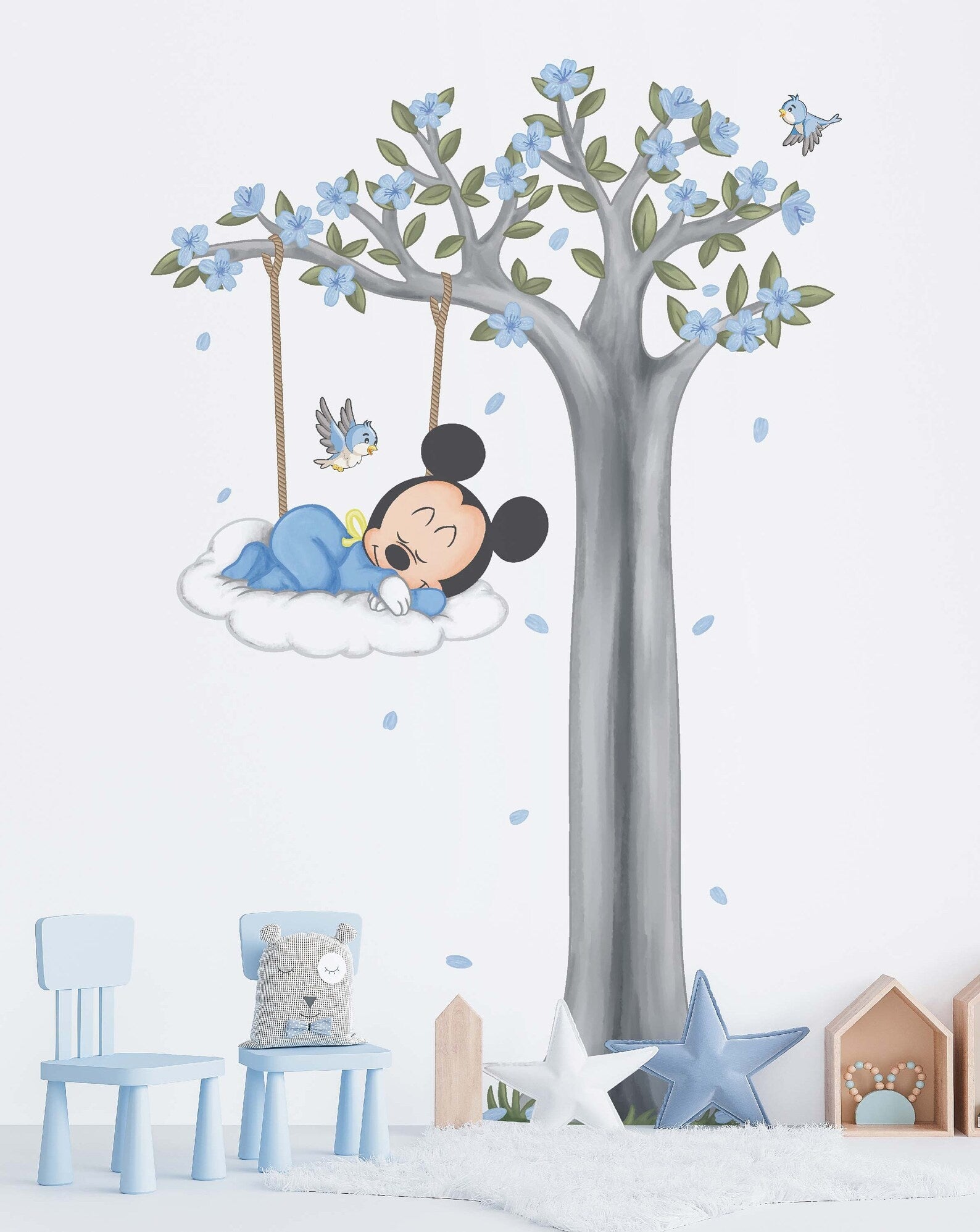 Vinilos decorativos Adhesivos infantiles de Pared mickey dormilon
