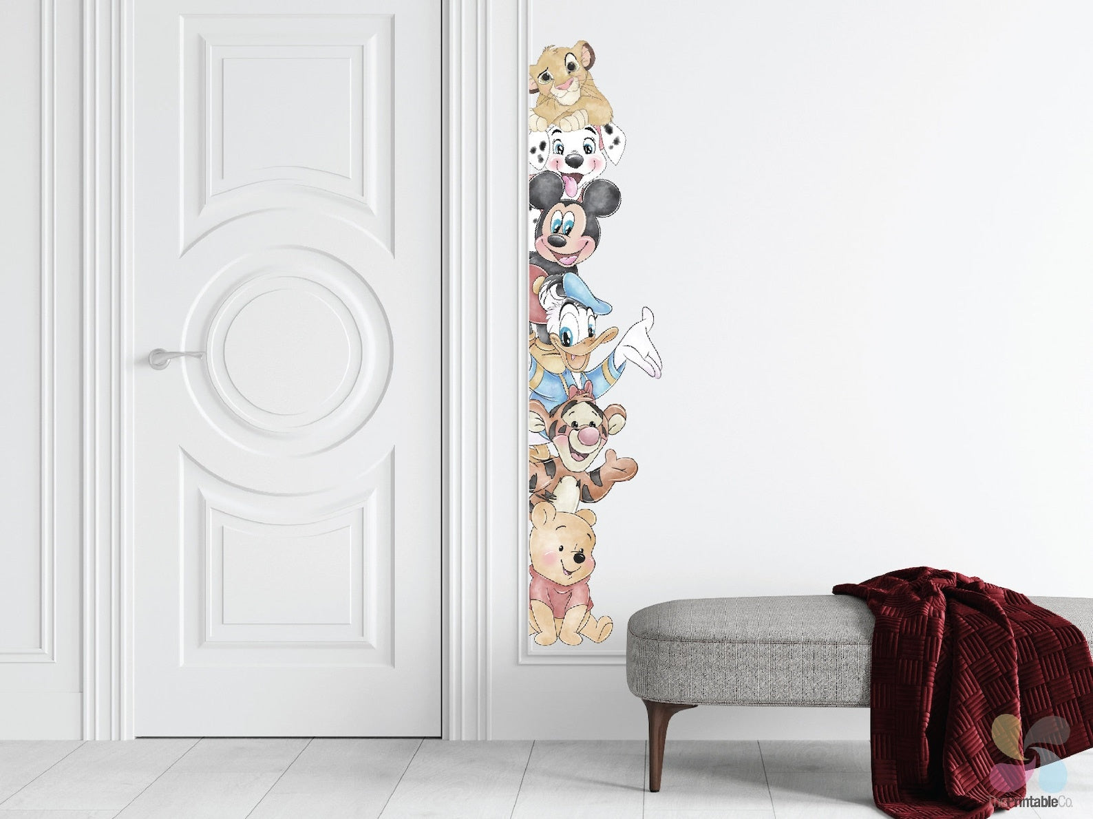 Vinilos decorativos Adhesivos infantiles de Pared mickey acuarela con sus amigos lado de puerta