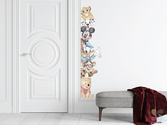 Vinilos decorativos Adhesivos infantiles de Pared mickey acuarela con sus amigos lado de puerta