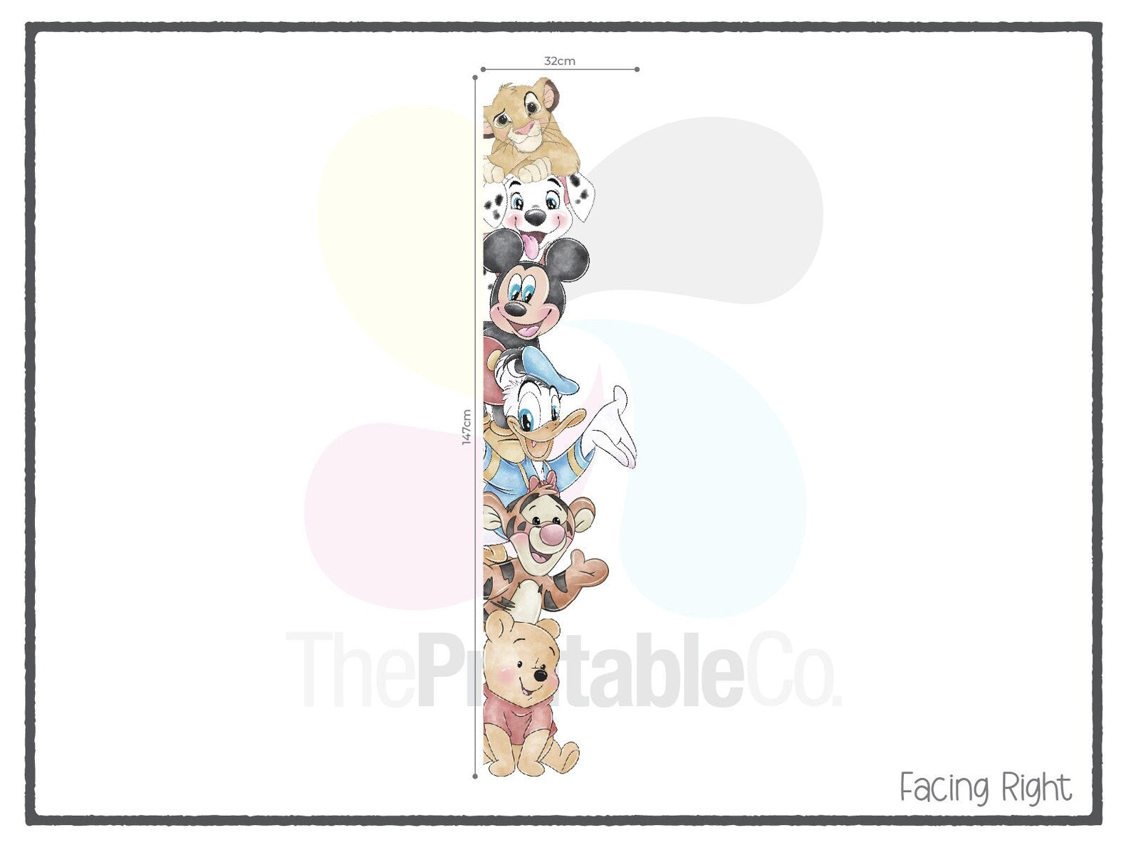 Vinilos decorativos Adhesivos infantiles de Pared mickey acuarela con sus amigos lado de puerta