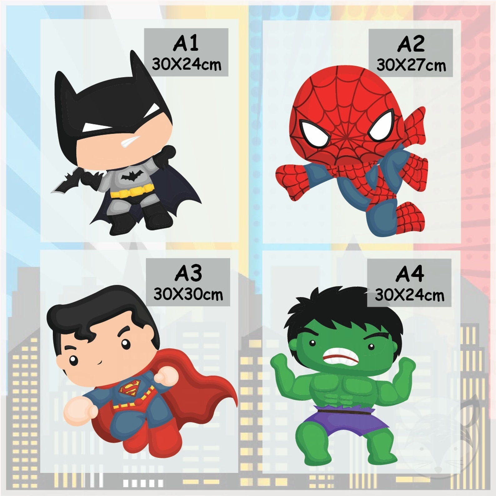 Vinilos decorativos Adhesivos infantiles de pared superheroes