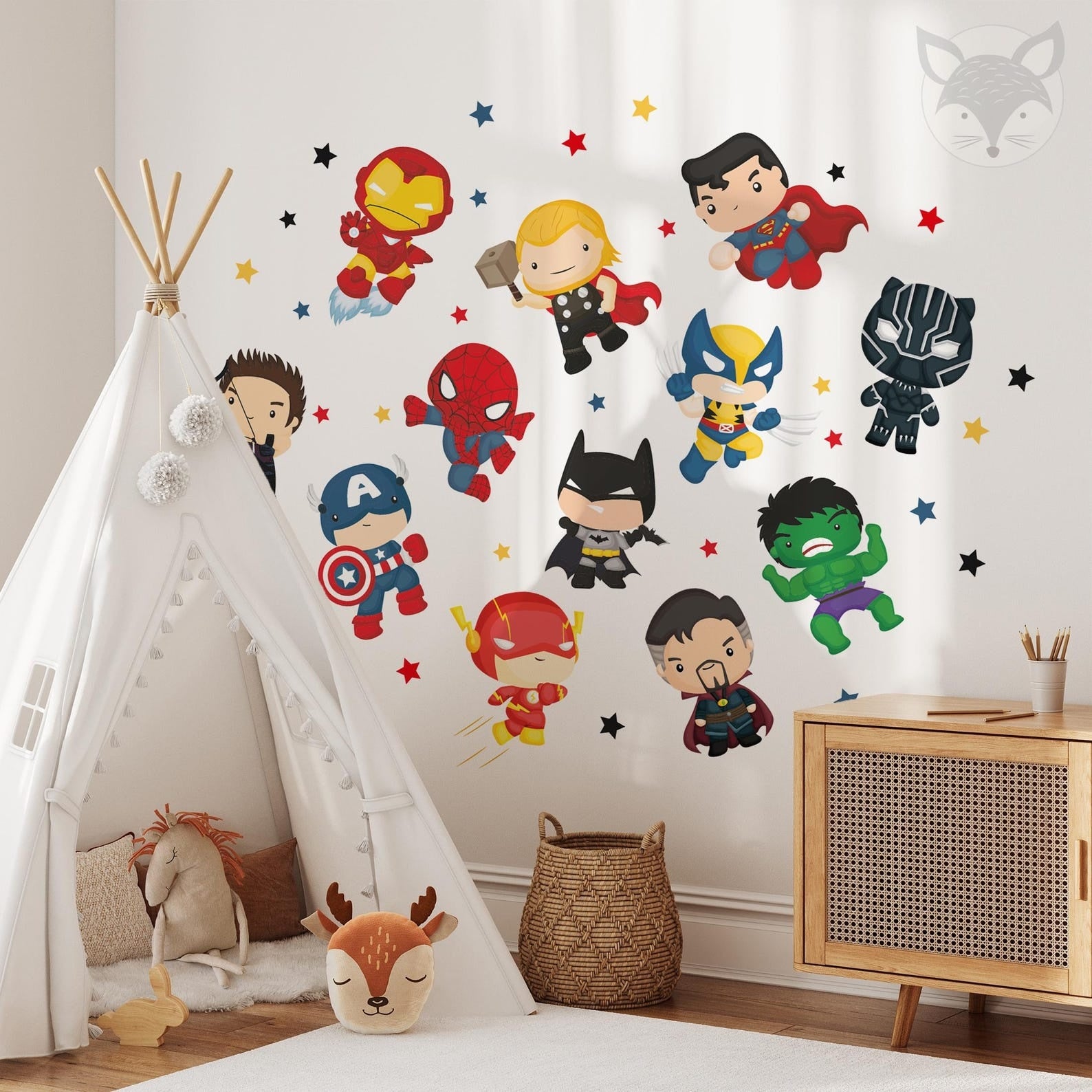 Vinilos decorativos Adhesivos infantiles de pared superheroes