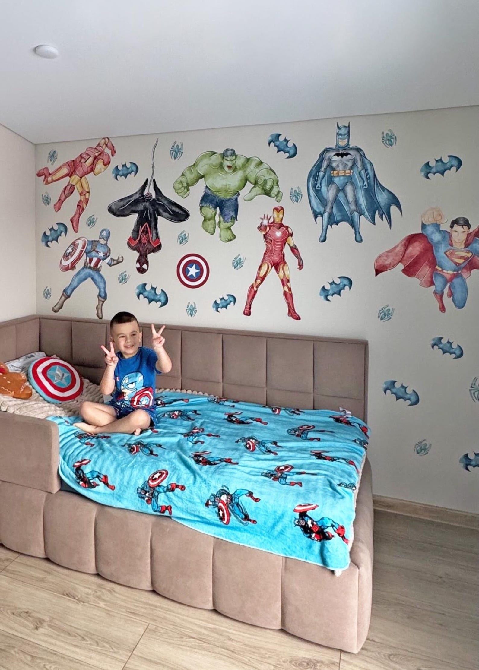 Vinilos decorativos Adhesivos infantiles de pared superheroes acuarela