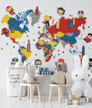 mapa mundi Superheroes