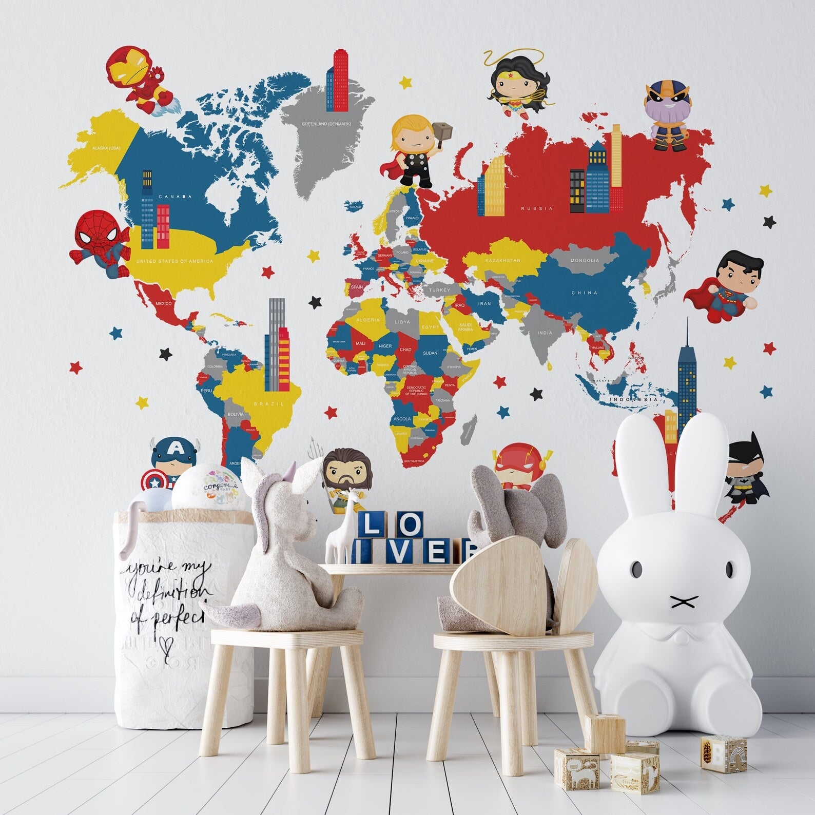 mapa mundi Superheroes