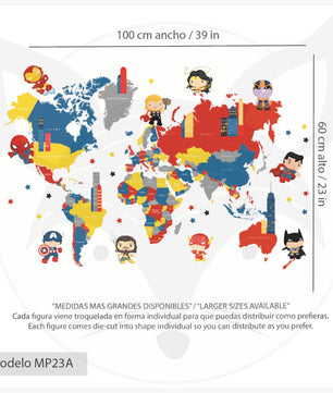 mapa mundi Superheroes