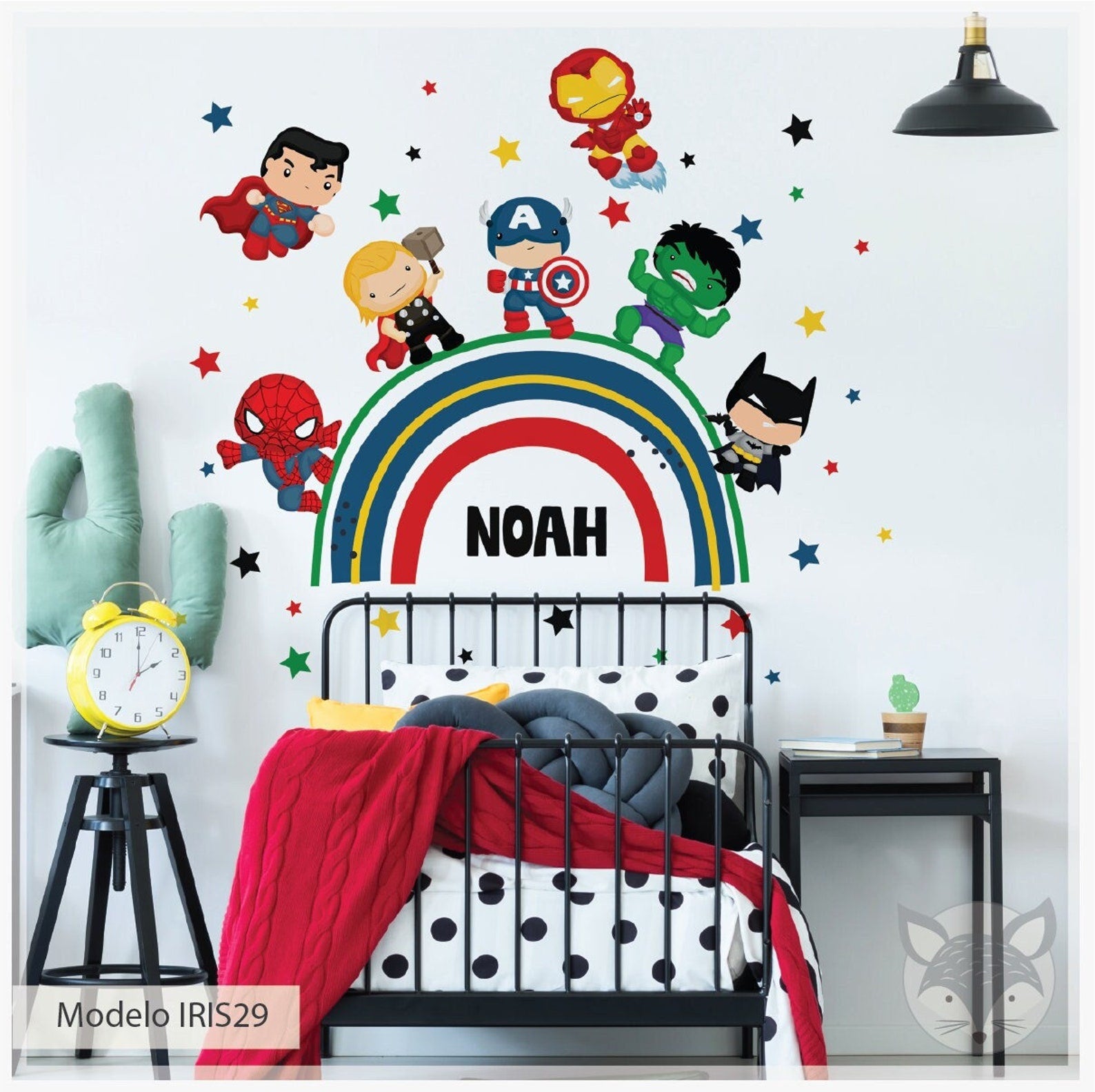 Vinilos decorativos Adhesivos infantiles de pared superheroes arcoiris