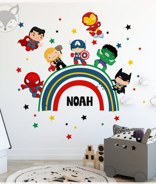 Vinilos decorativos Adhesivos infantiles de pared superheroes arcoiris