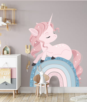 Vinilos decorativos Adhesivos infantiles de Pared arcoiris con unicornio