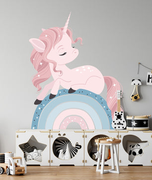 Vinilos decorativos Adhesivos infantiles de Pared arcoiris con unicornio