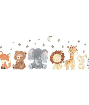 Vinilos decorativos Adhesivos infantiles de Pared arcoiris con animales acuarela