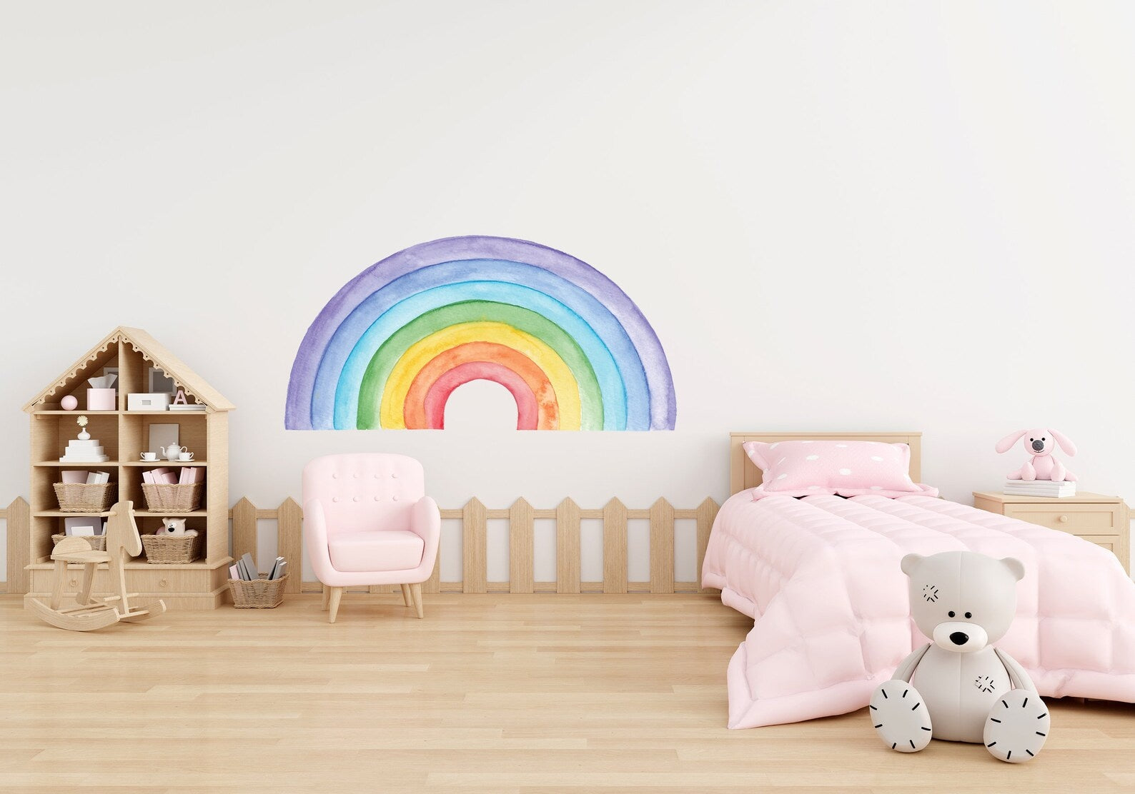 Vinilos decorativos Adhesivos infantiles de Pared arcoiris colorido acuarelado