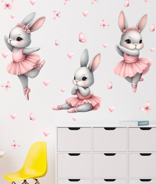 Vinilos decorativos Adhesivos infantiles de Pared Conejas bailarinas