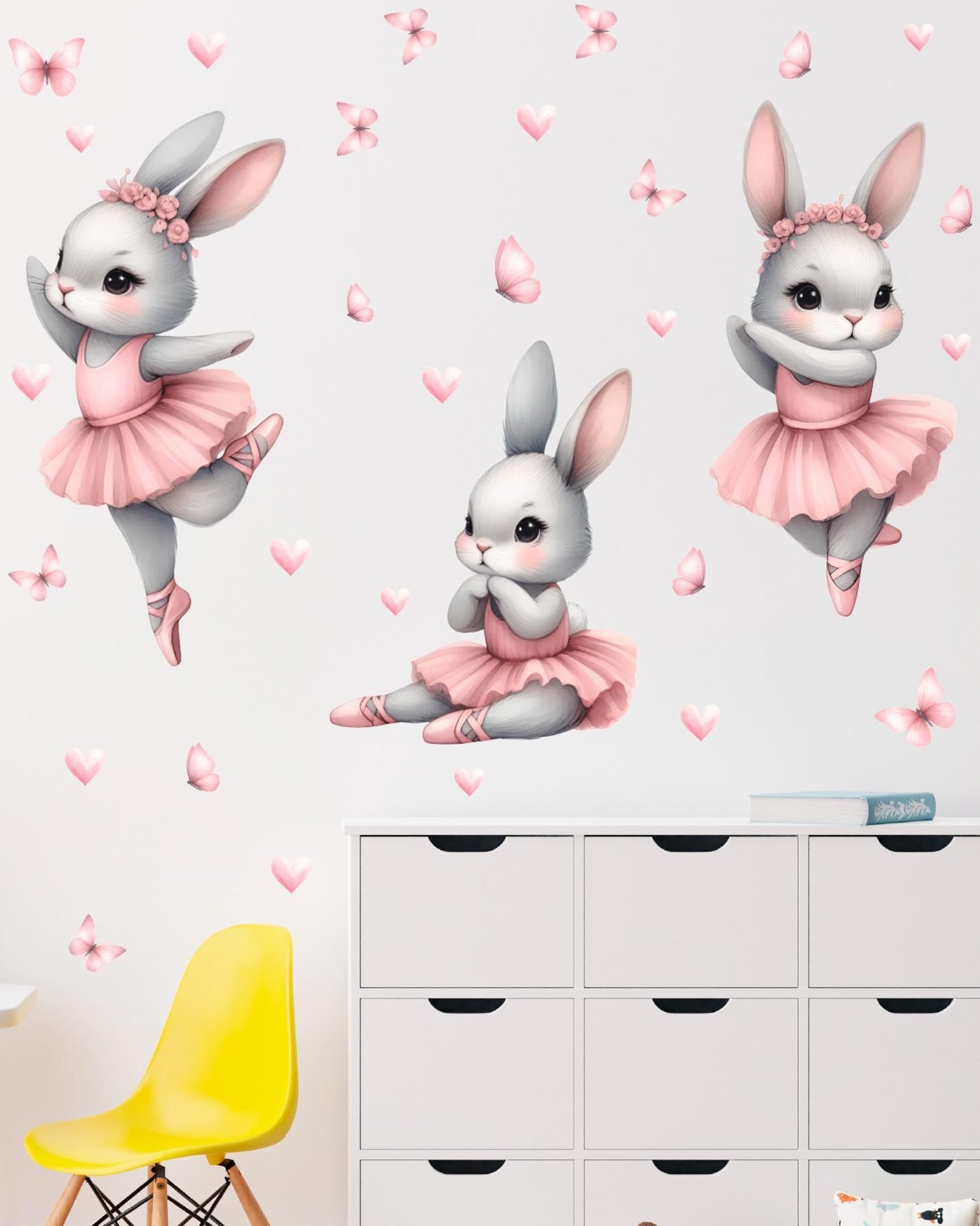 Vinilos decorativos Adhesivos infantiles de Pared Conejas bailarinas