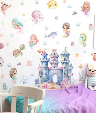 Vinilos decorativos Adhesivos infantiles de Pared princesas castillo marino
