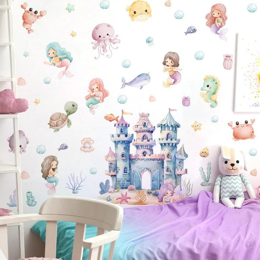 Vinilos decorativos Adhesivos infantiles de Pared princesas castillo marino