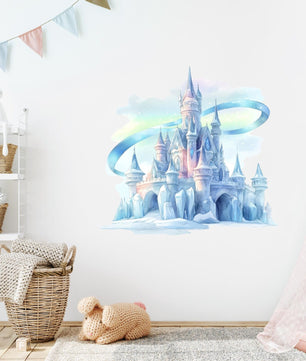 Vinilos decorativos Adhesivos infantiles de Pared princesas castillo de hielo azul