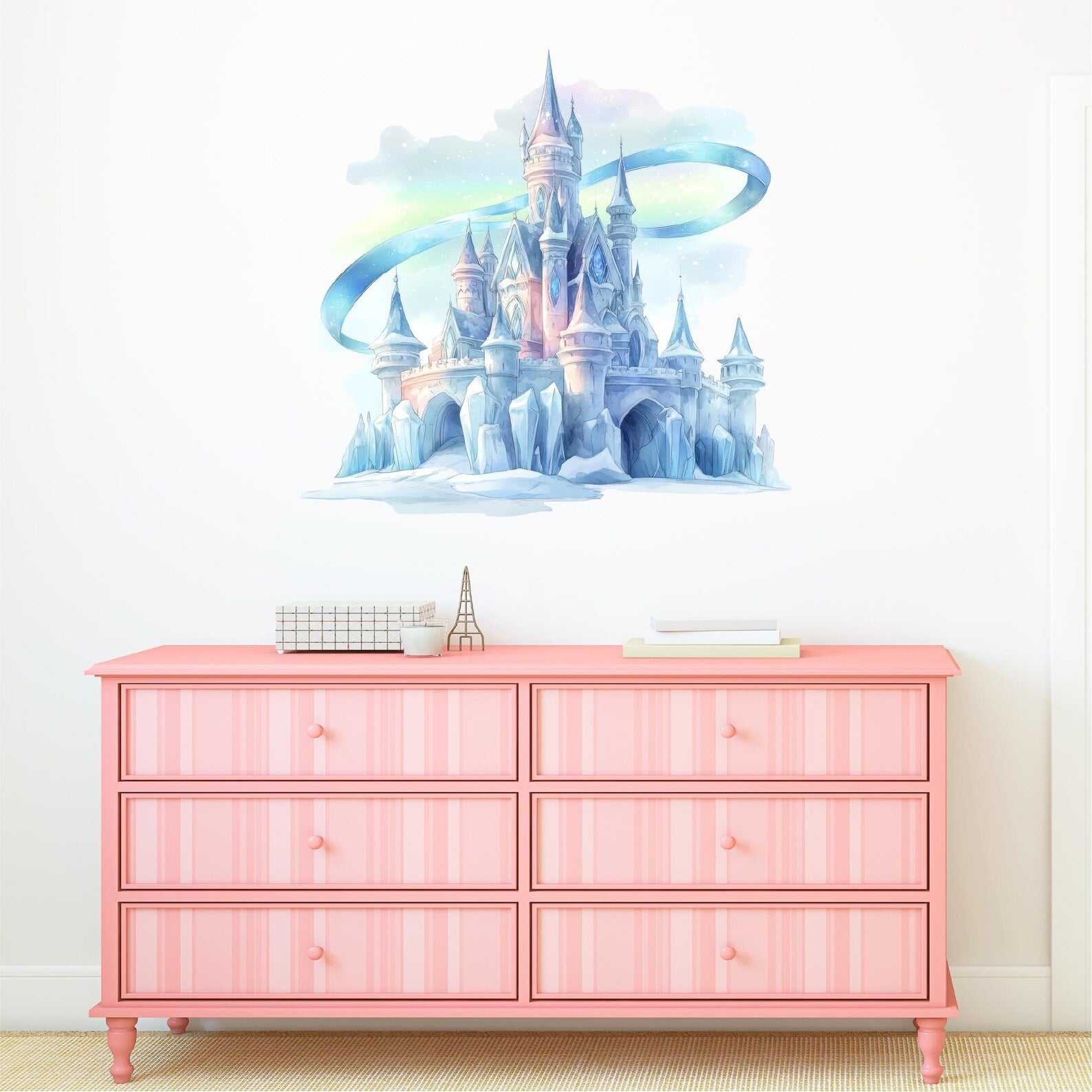 Vinilos decorativos Adhesivos infantiles de Pared princesas castillo de hielo azul
