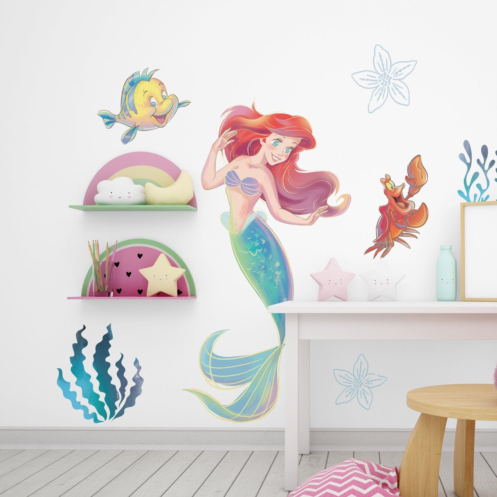 Vinilos decorativos Adhesivos infantiles de Pared princesas ariel bajo el mar